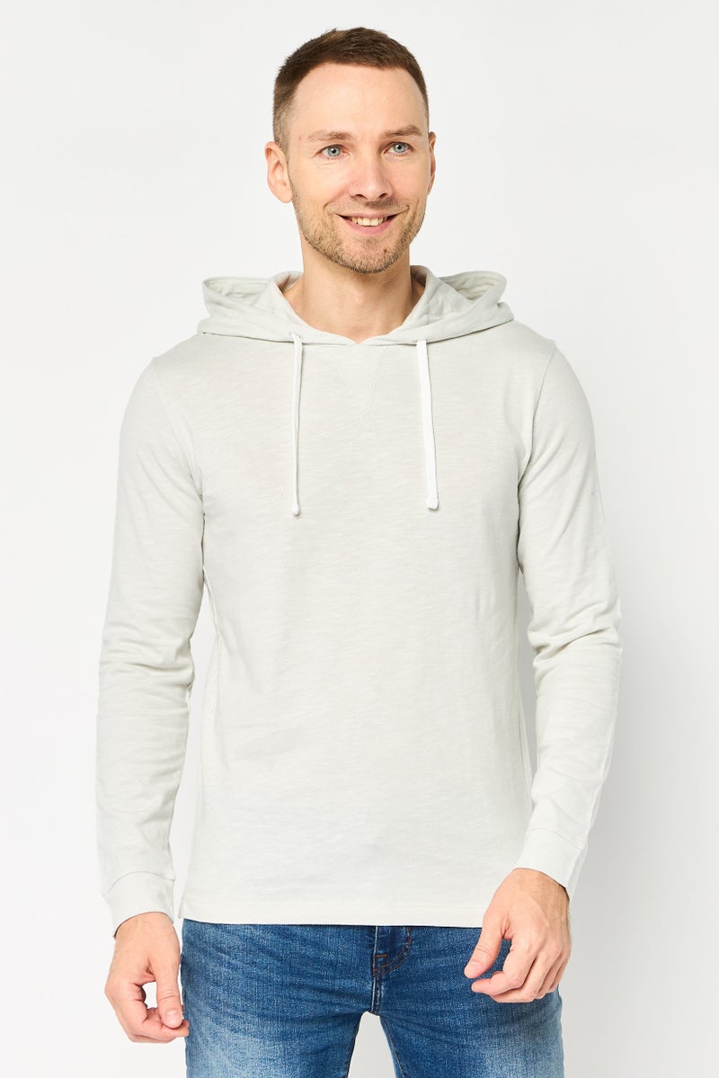 Celio Men Long Sleeve Plain Hoodie, Grey - Image 1